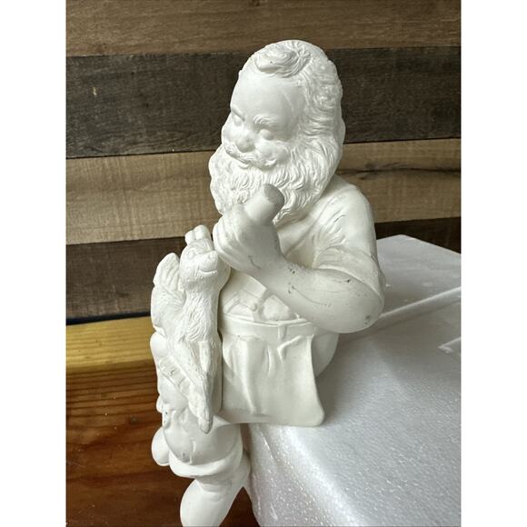 VTG Ready to Paint Sitting Santa Claus Feeding Baby Deer Ceramic Bisque - Picture 2 of 5